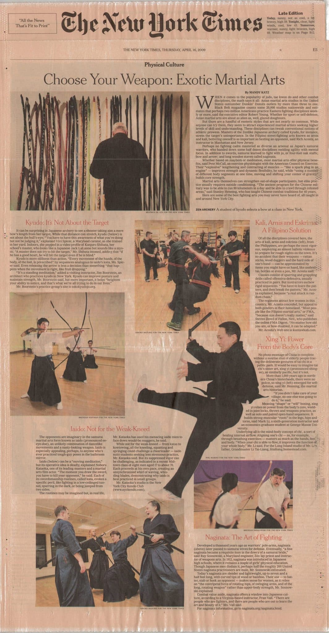 Shifu Mark Li Interviewed by The New York Times on Xingyiquan